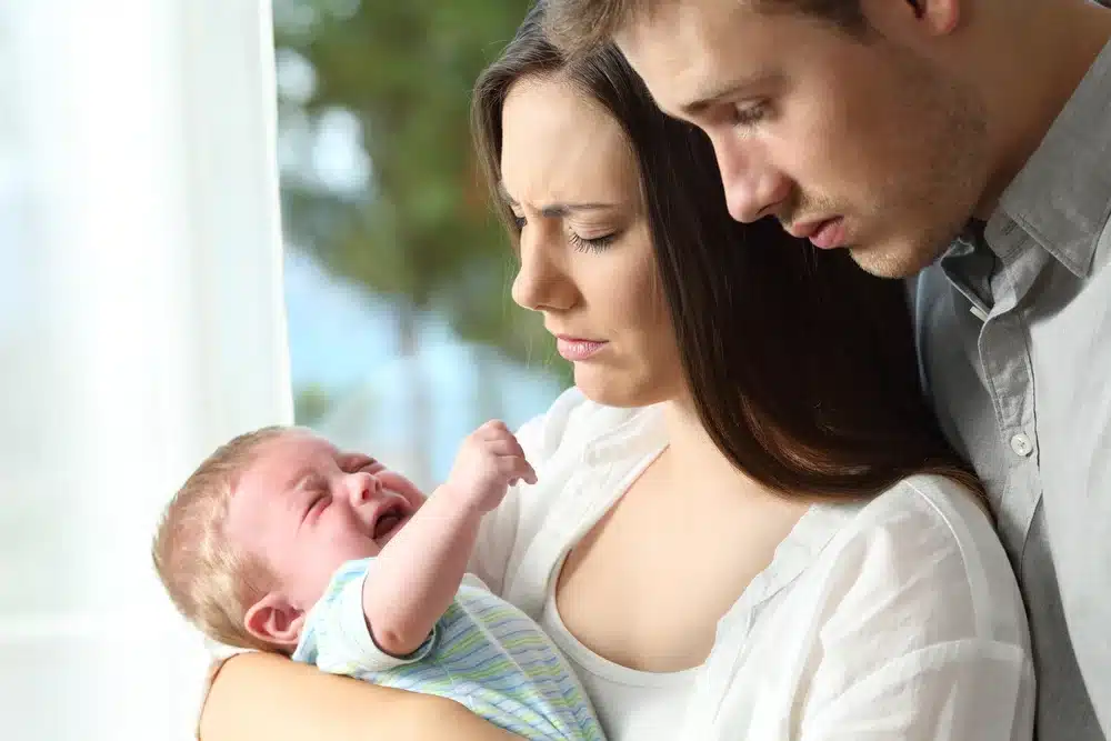 Baby cry when you sit and stand then not