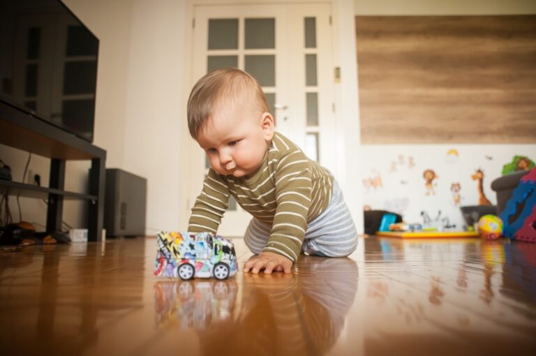 toddler playing with toys
